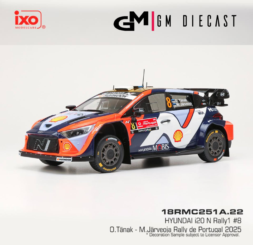 Hyundai i20 Rally1 #1 Rally Portugal 2025 Tanak/Jarveoja 1/18