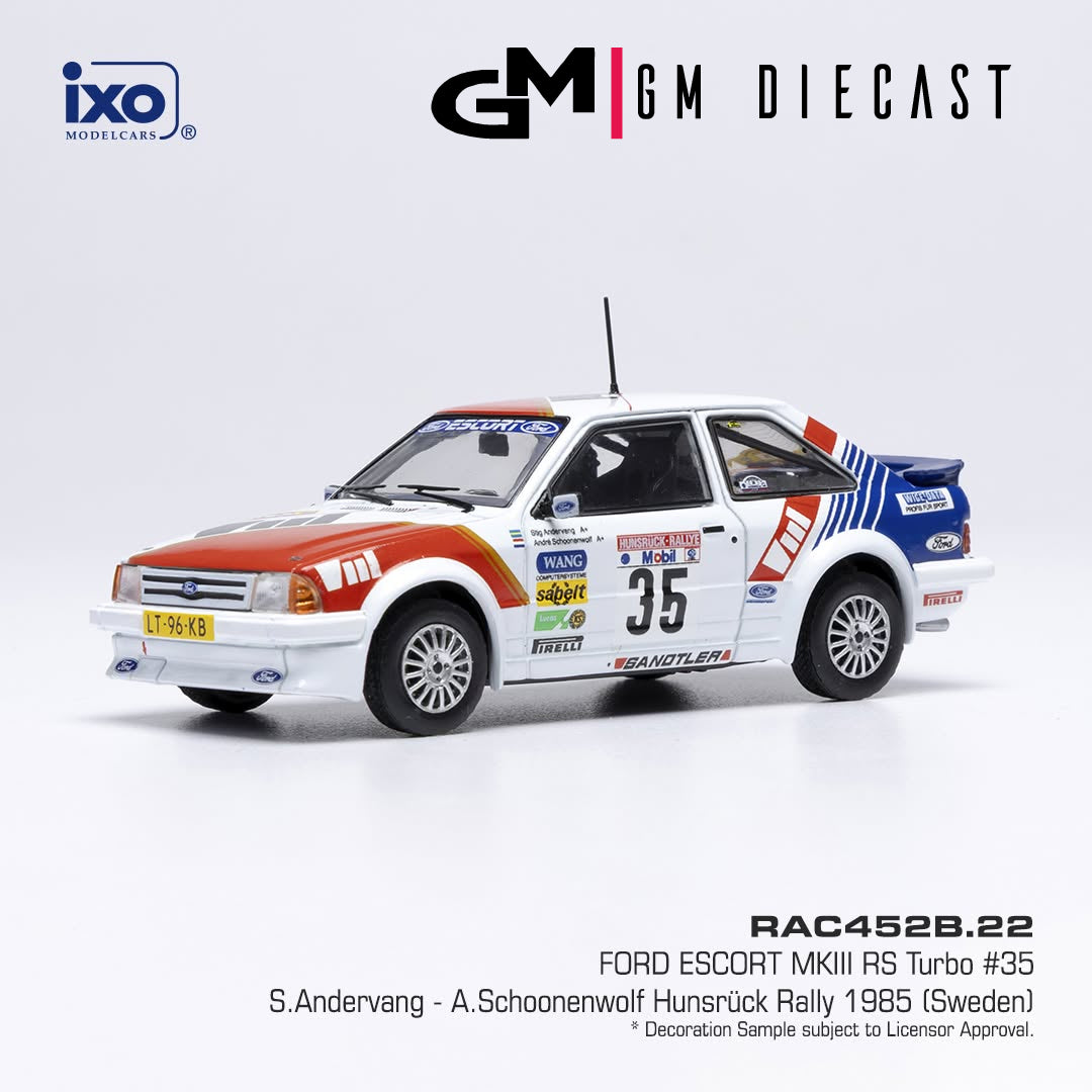 Ford Escort MKIII RS Turbo #35 Rally Hunsruck (Sweden) 1985 Andervang, Schoonenwolf 1/43
