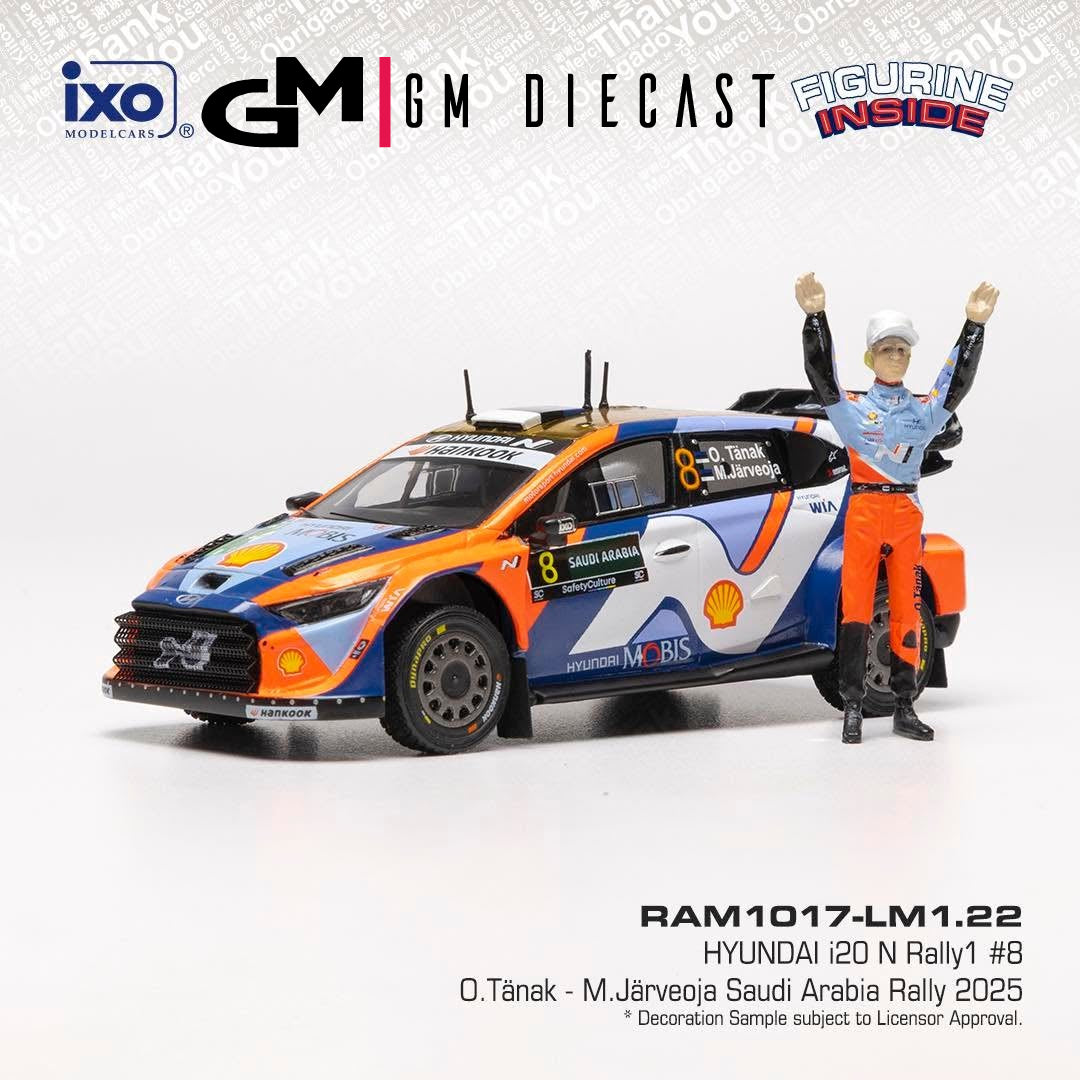 Hyundai i20 n Rally1 #8 Rally Arabia Saudi 2025 Tanak, Jarveoja 1/43