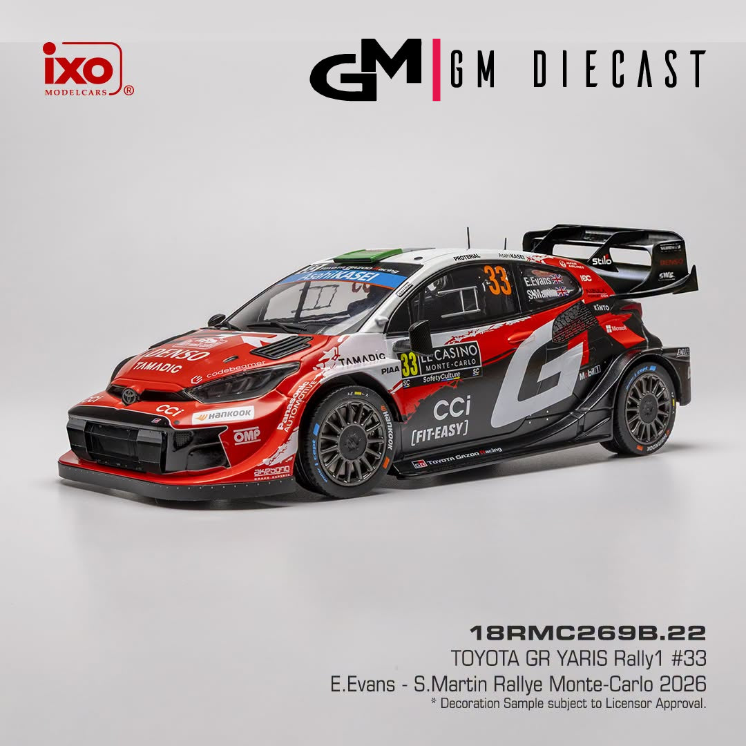 Toyota GR Yaris rally1 #33 Rally Monte-Carlo 2026 Evans, Martin 1/18