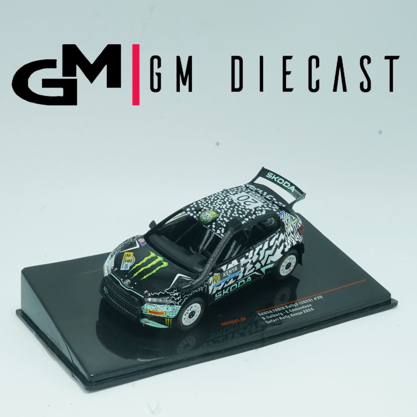 Skoda Fabia Rally2 #20 Rally Kenya 2024 Solberg, Edmondson 1/43 *window damage
